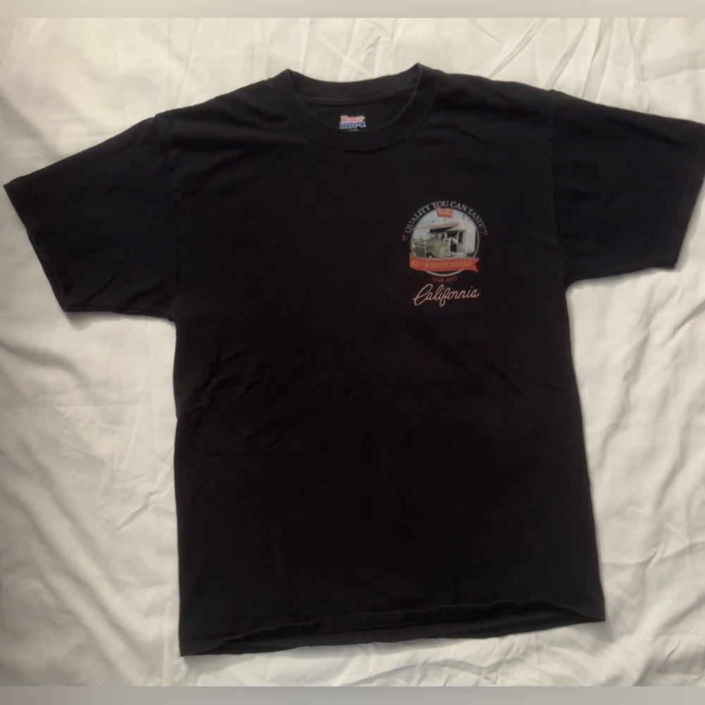 IN-N-OUT 65th Anniversary Black Graphic HANES BEEFY T Sz.M